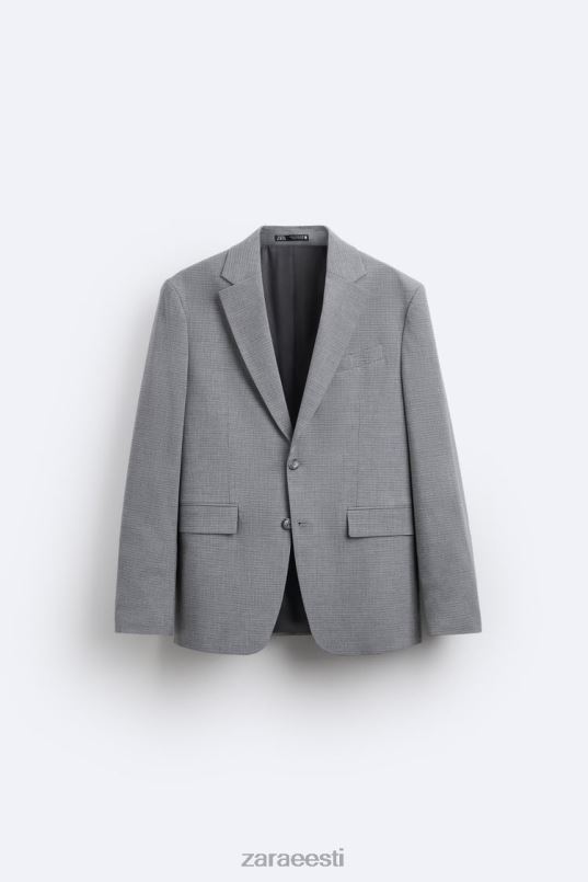 Zara kandilise tekstuuriga ülikonna jope mehed hall Riietus 42F0H1138