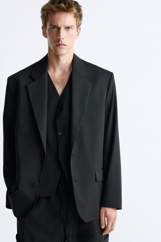 Zara ülisuur 100% villane jope mehed must Riietus 42F0H1151