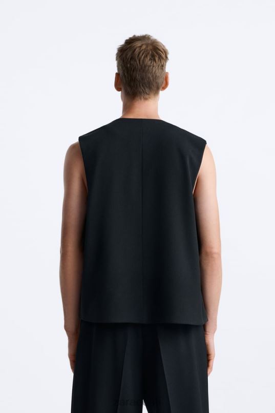 Zara nööpidega vest mehed must Riietus 42F0H1167