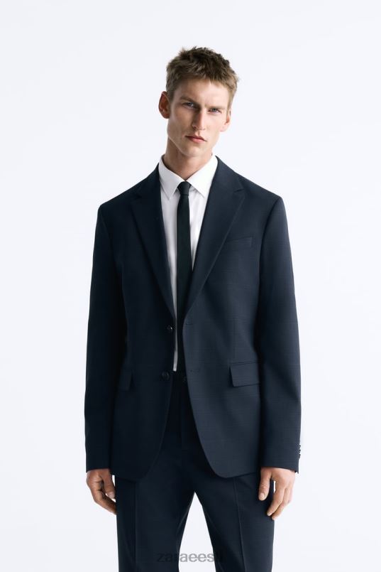 Zara ruuduline ülikonna jope mehed mereväe sinine Riietus 42F0H1163