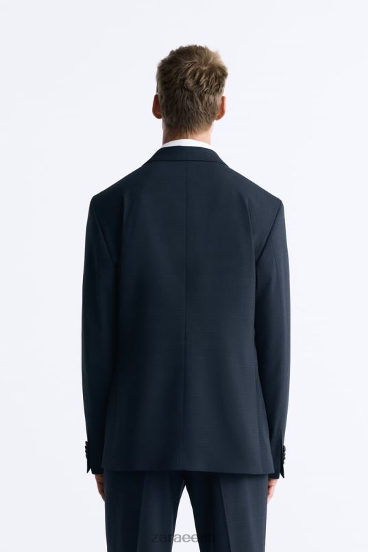 Zara ruuduline ülikonna jope mehed mereväe sinine Riietus 42F0H1163