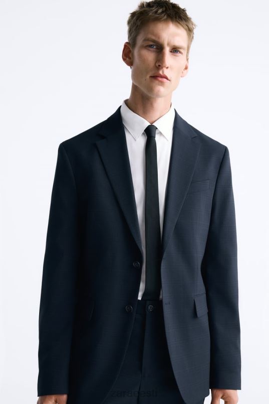 Zara ruuduline ülikonna jope mehed mereväe sinine Riietus 42F0H1163