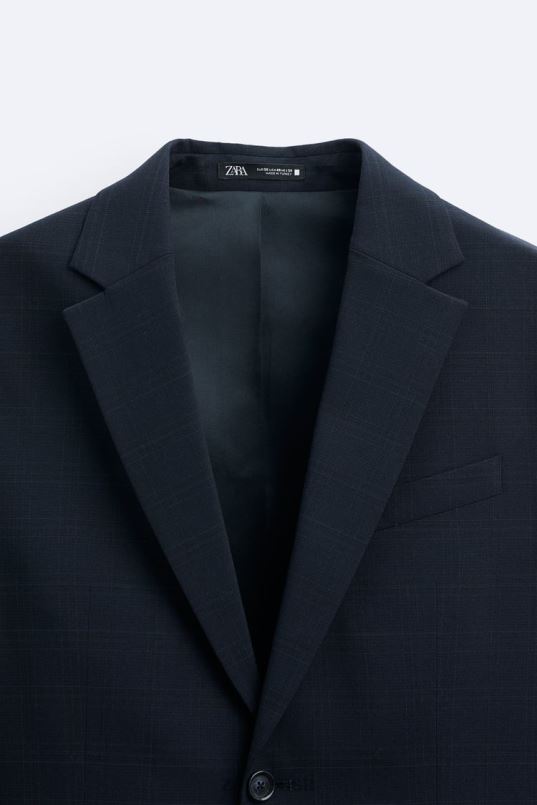 Zara ruuduline ülikonna jope mehed mereväe sinine Riietus 42F0H1163