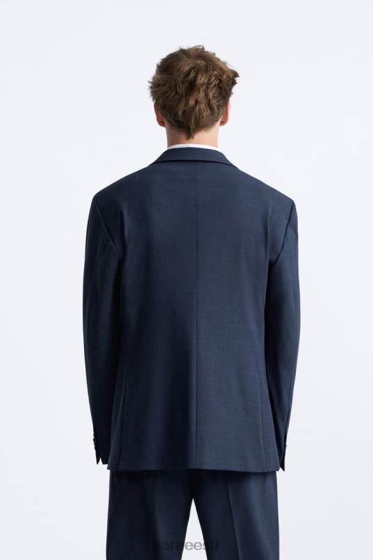 Zara ruuduline ülikonna jope mehed sinakas Riietus 42F0H1137