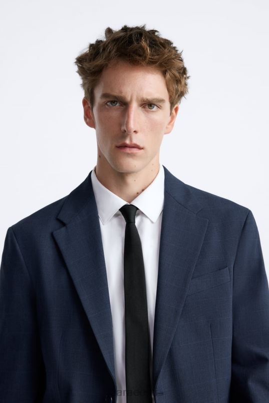 Zara ruuduline ülikonna jope mehed sinakas Riietus 42F0H1137