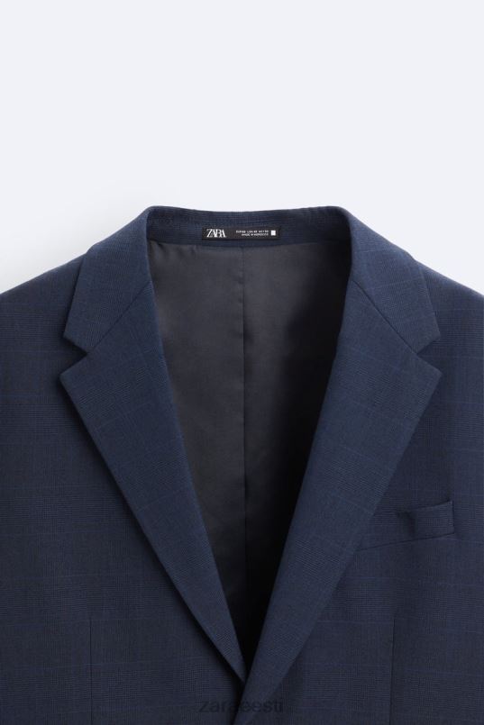 Zara ruuduline ülikonna jope mehed sinakas Riietus 42F0H1137