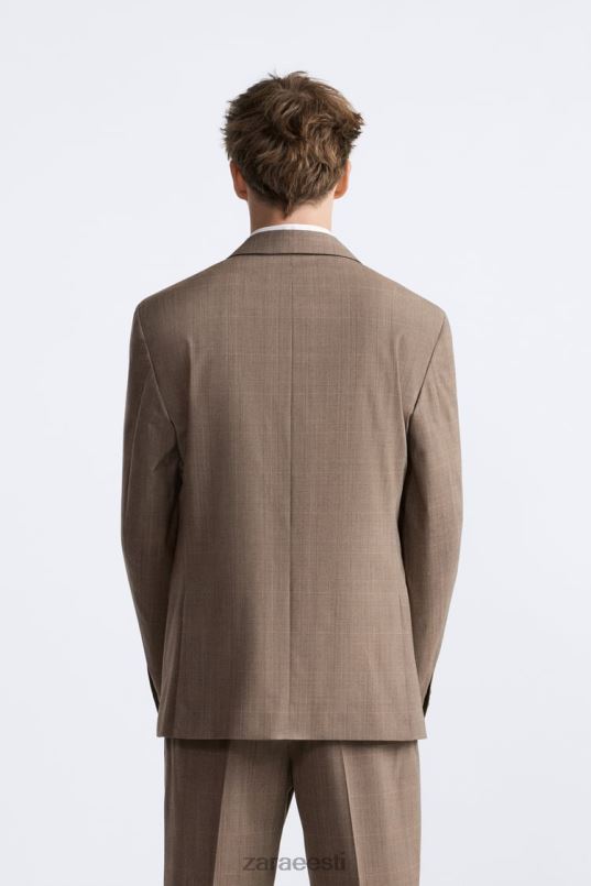 Zara ruuduline ülikonna jope mehed taupe pruun Riietus 42F0H1162