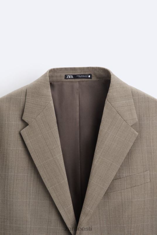 Zara ruuduline ülikonna jope mehed taupe pruun Riietus 42F0H1162