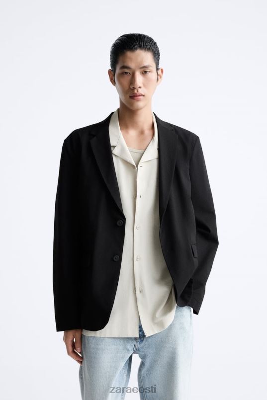 Zara seersucker bleiser mehed must Riietus 42F0H1168