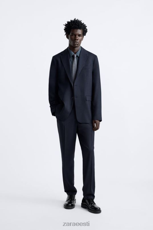 Zara tekstuuriga ülikonna jakk mehed mereväe sinine Riietus 42F0H1136