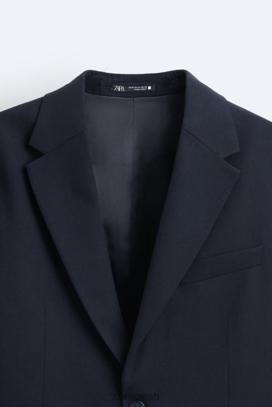 Zara tekstuuriga ülikonna jakk mehed mereväe sinine Riietus 42F0H1136