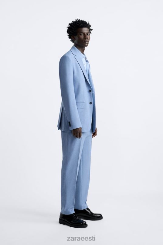 Zara tekstuuriga ülikonna jakk mehed taevasinine Riietus 42F0H1144
