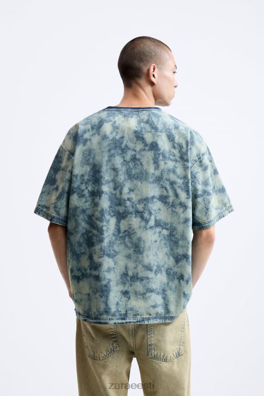 Zara abstraktse mustriga teksasärk mehed akvamariin Riietus 42F0H1064