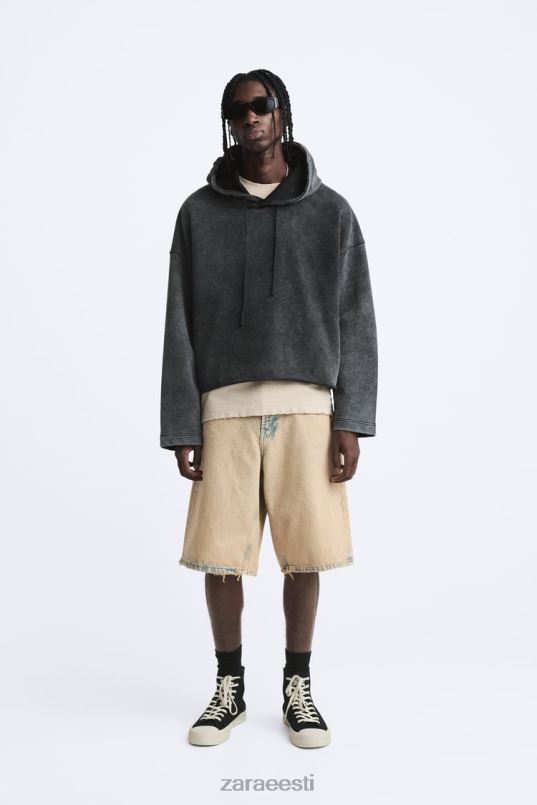 Zara boxy fit kapuutsiga dressipluus mehed tumehall Riietus 42F0H1051