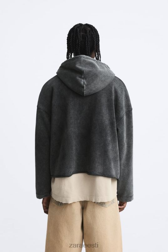 Zara boxy fit kapuutsiga dressipluus mehed tumehall Riietus 42F0H1051