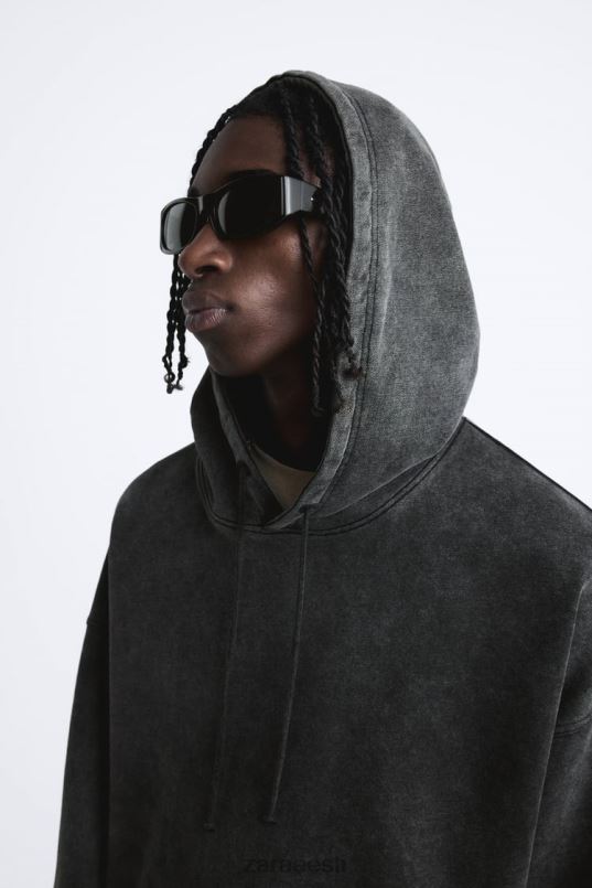 Zara boxy fit kapuutsiga dressipluus mehed tumehall Riietus 42F0H1051