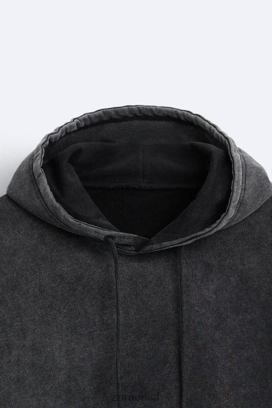 Zara boxy fit kapuutsiga dressipluus mehed tumehall Riietus 42F0H1051