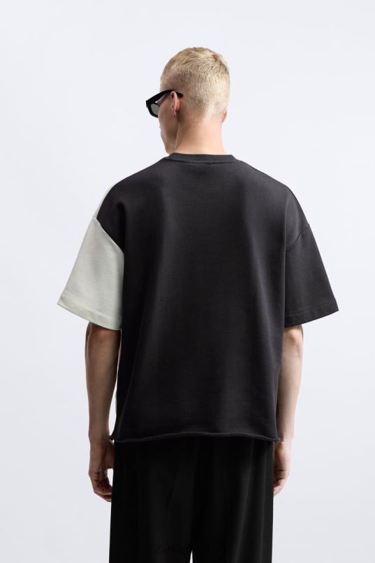 Zara colorblock dressipluus mehed must valge Riietus 42F0H1059