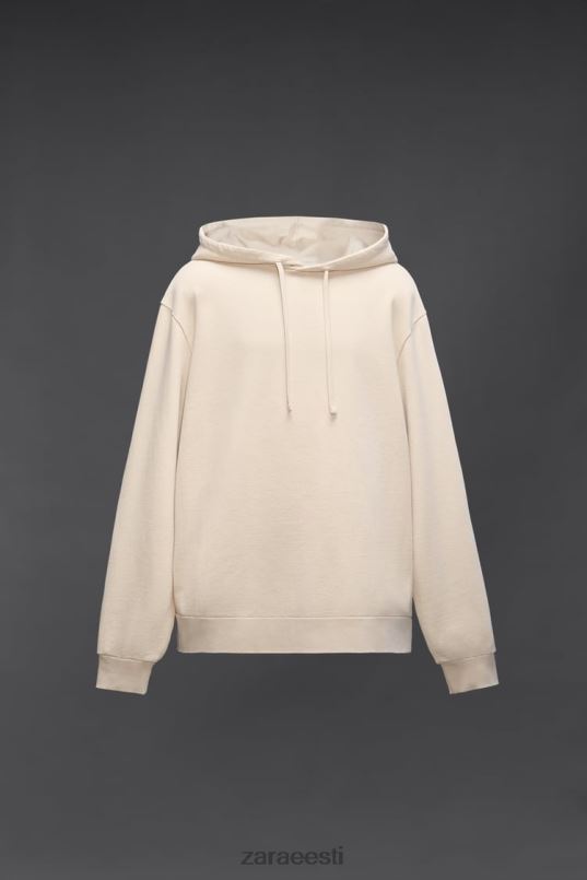 Zara hatthanani mustriga kapuutsiga dressipluus mehed ekru Riietus 42F0H1077