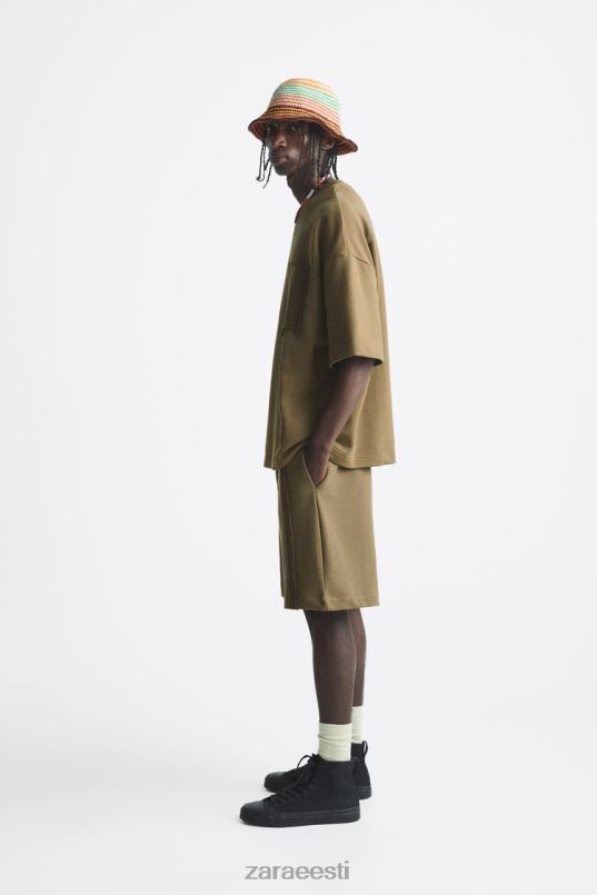 Zara heegeldatud taskuga dressipluus mehed khaki Riietus 42F0H1076