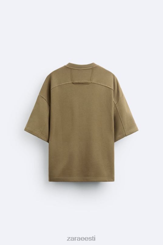 Zara heegeldatud taskuga dressipluus mehed khaki Riietus 42F0H1076