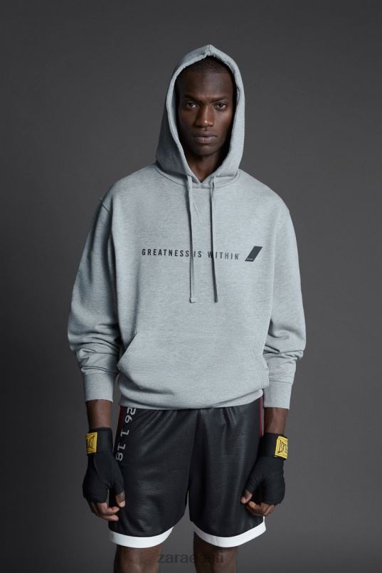 Zara igavese kapuutsiga dressipluus mehed hall mergel Riietus 42F0H1047