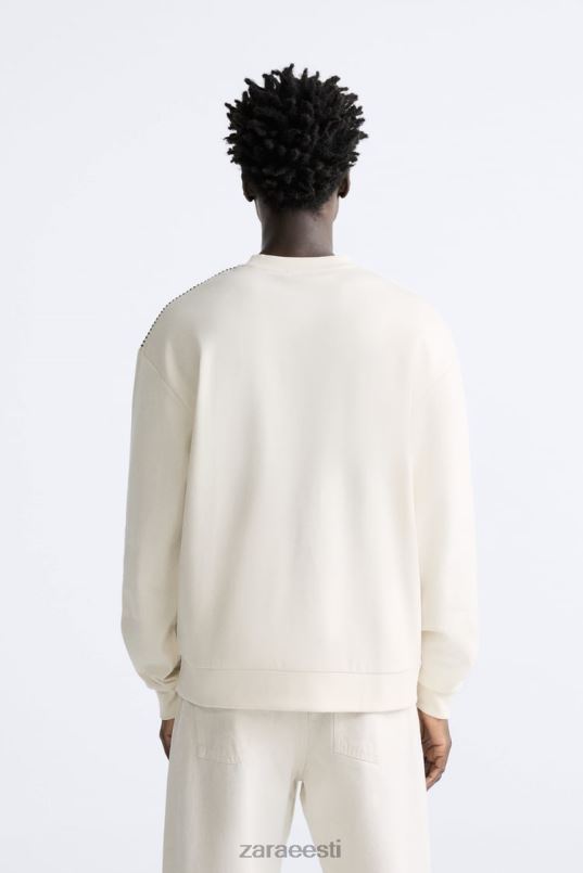 Zara kontrastiga topitud dressipluus mehed austri valge Riietus 42F0H1061