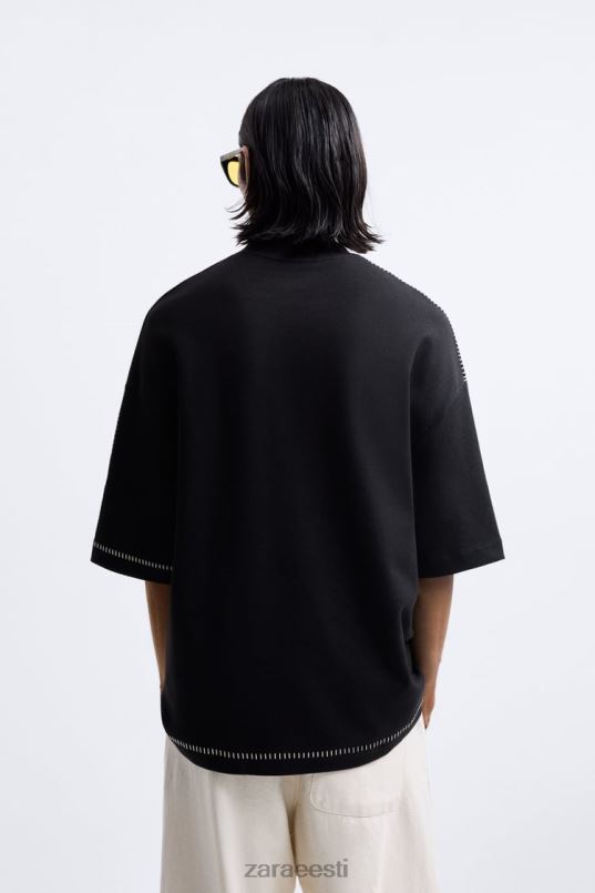 Zara kontrastiga topitud dressipluus mehed must Riietus 42F0H1060