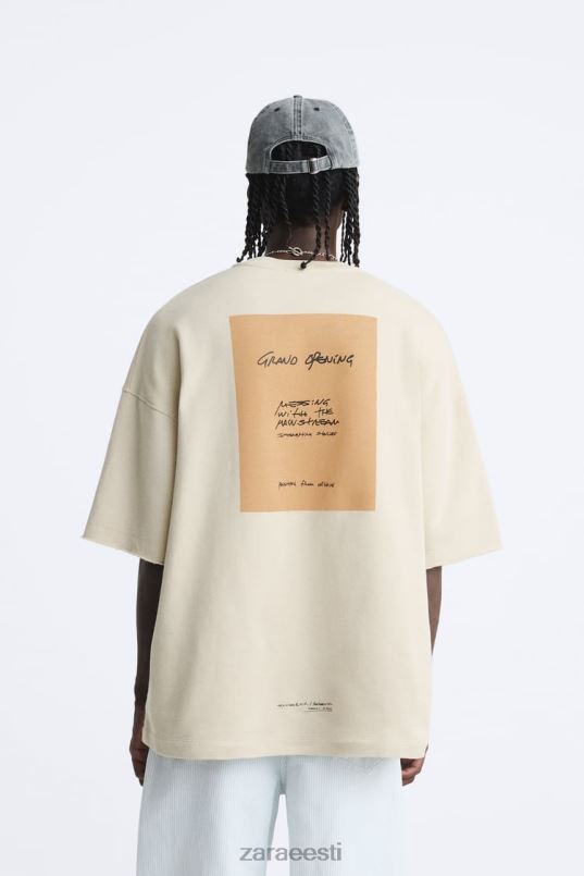 Zara kontrastse mustriga dressipluus mehed taupe pruun Riietus 42F0H1058