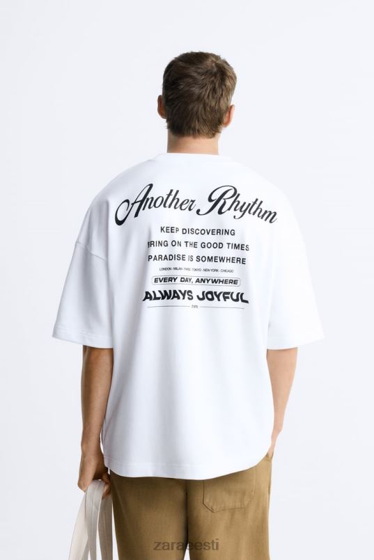 Zara kontrastse mustriga dressipluus mehed valge Riietus 42F0H1068