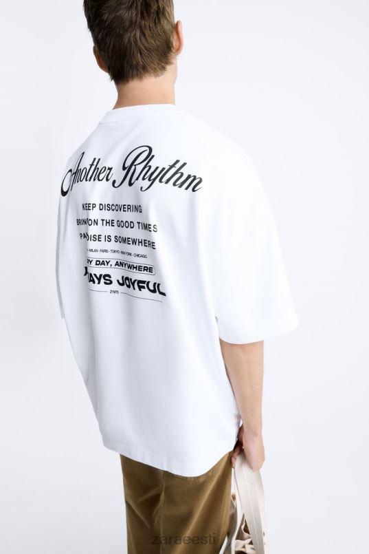 Zara kontrastse mustriga dressipluus mehed valge Riietus 42F0H1068