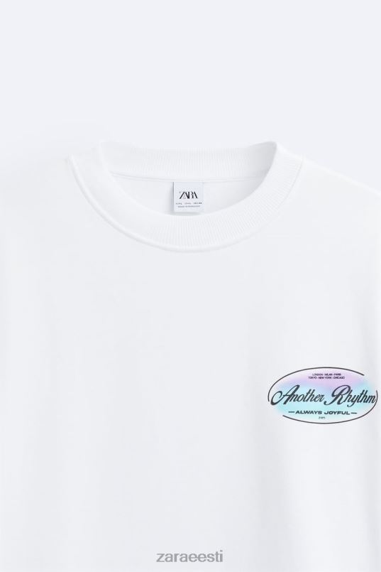 Zara kontrastse mustriga dressipluus mehed valge Riietus 42F0H1068