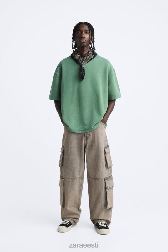 Zara kontrastse tekstiga dressipluus mehed roheline Riietus 42F0H1057