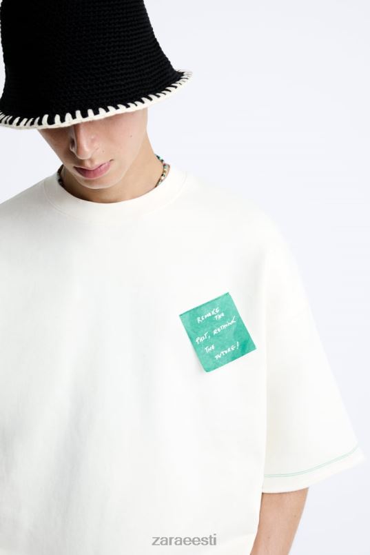 Zara paberlapiga dressipluus mehed austri valge Riietus 42F0H1069