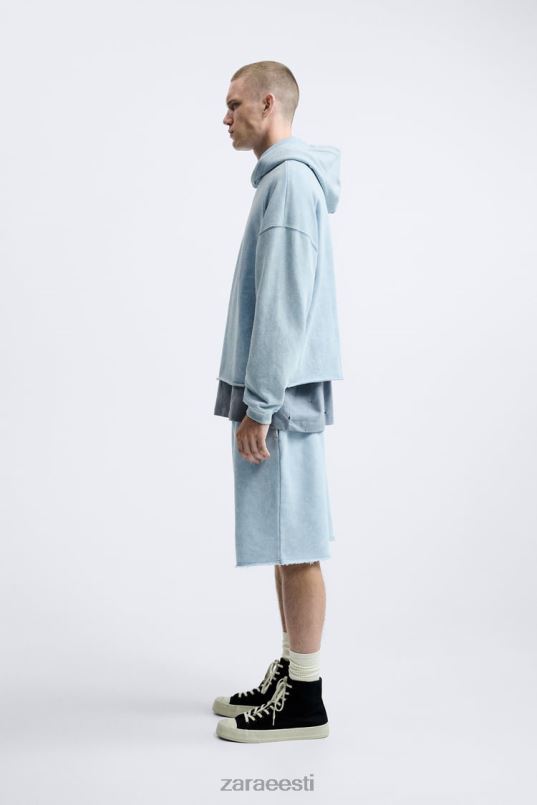 Zara pestud kapuutsiga dressipluus mehed sinine/valge Riietus 42F0H1054