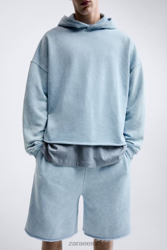 Zara pestud kapuutsiga dressipluus mehed sinine/valge Riietus 42F0H1054