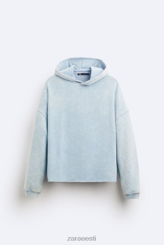 Zara pestud kapuutsiga dressipluus mehed sinine/valge Riietus 42F0H1054