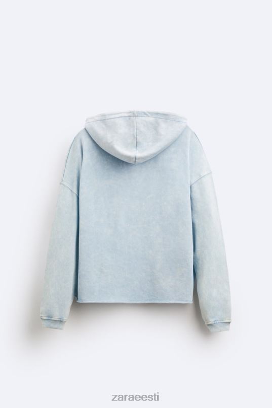 Zara pestud kapuutsiga dressipluus mehed sinine/valge Riietus 42F0H1054