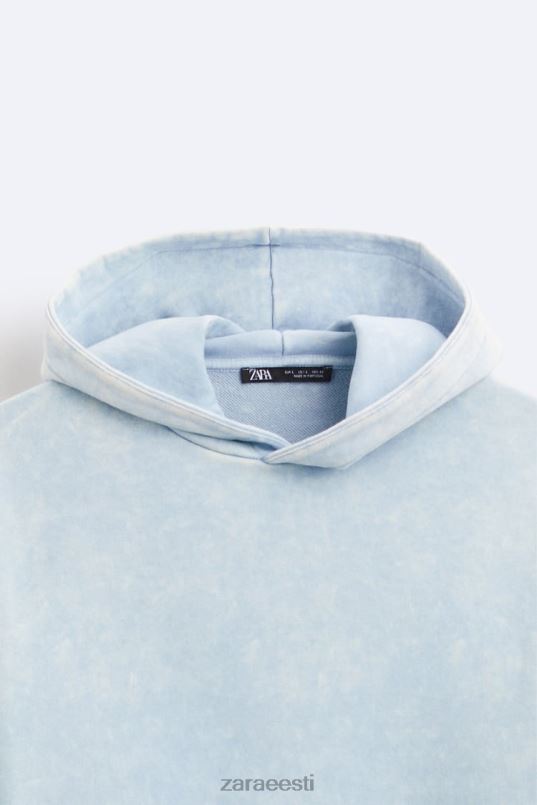 Zara pestud kapuutsiga dressipluus mehed sinine/valge Riietus 42F0H1054