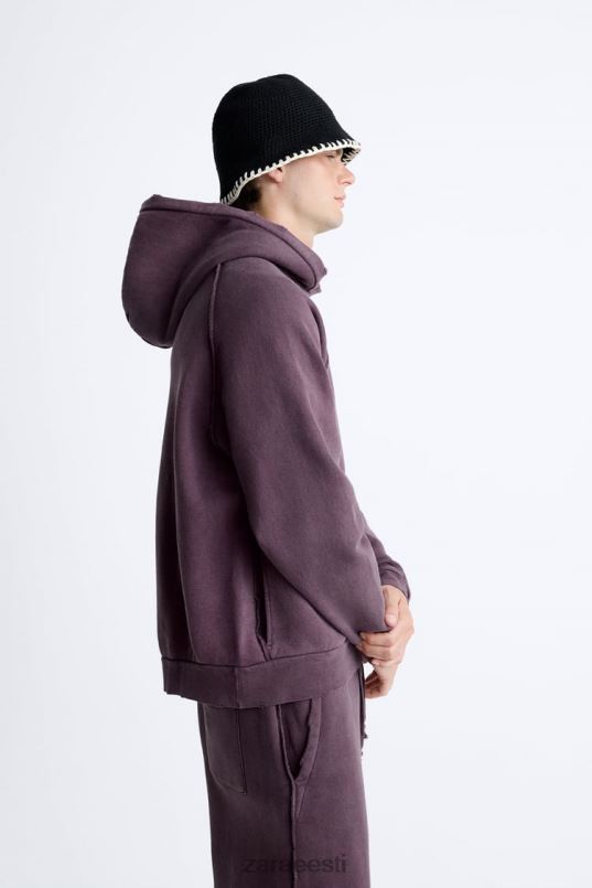 Zara rebitud pestud dressipluus mehed kastanipunane Riietus 42F0H1055