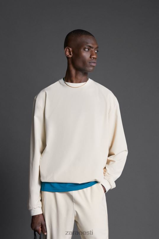 Zara tehnilise treeningu dressipluus mehed ekru Riietus 42F0H1078
