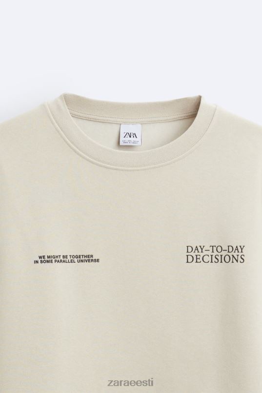 Zara trükitud fotoga dressipluus mehed taupe pruun Riietus 42F0H1050