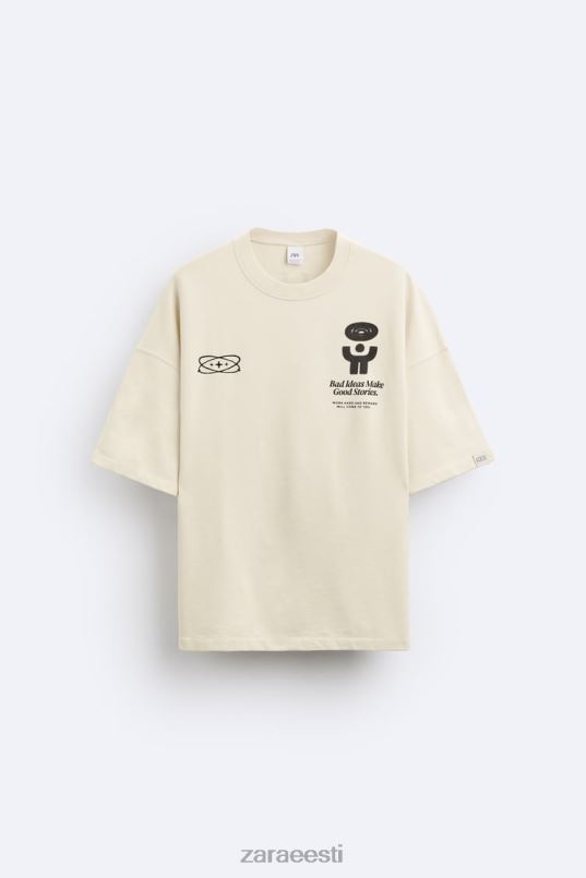 Zara trükitud tekstiga dressipluus mehed ekru Riietus 42F0H1074