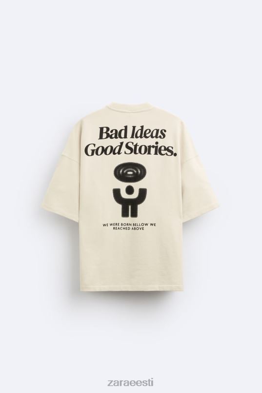 Zara trükitud tekstiga dressipluus mehed ekru Riietus 42F0H1074