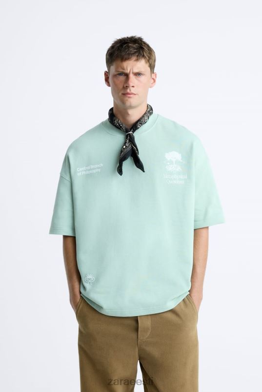 Zara trükitud tekstiga dressipluus mehed hall Riietus 42F0H1071