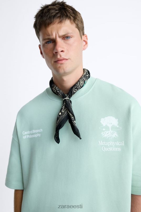 Zara trükitud tekstiga dressipluus mehed hall Riietus 42F0H1071