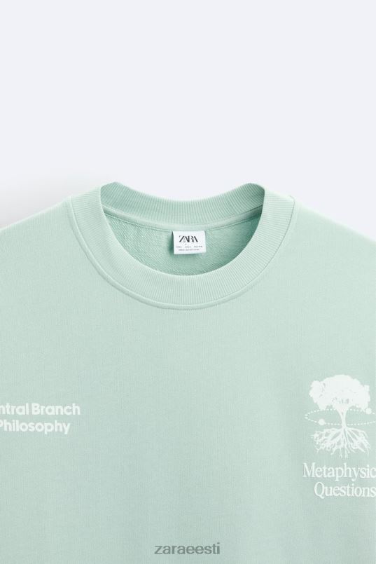 Zara trükitud tekstiga dressipluus mehed hall Riietus 42F0H1071