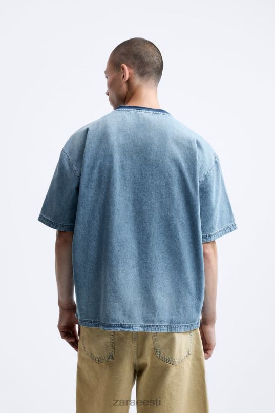 Zara vanaaegne pesu teksasärk mehed sinine Riietus 42F0H1065