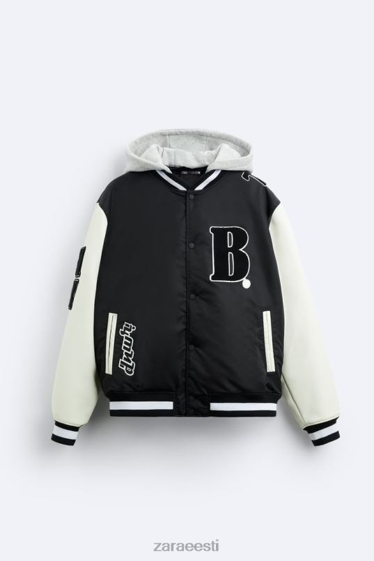 Zara kapuutsiga bomber jope mehed must Riietus 42F0H1133