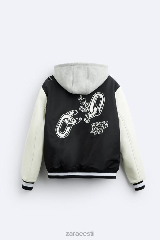 Zara kapuutsiga bomber jope mehed must Riietus 42F0H1133